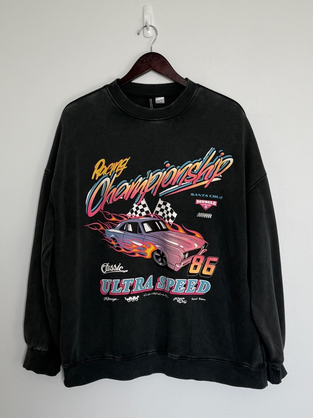 H&M Grey Graphic Racing Sweatshirt